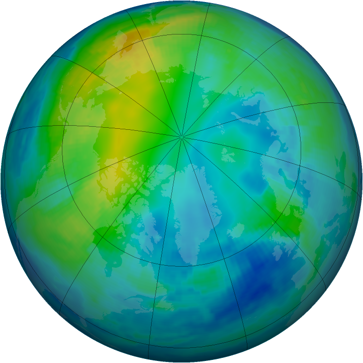 Arctic ozone map for 05 November 1996